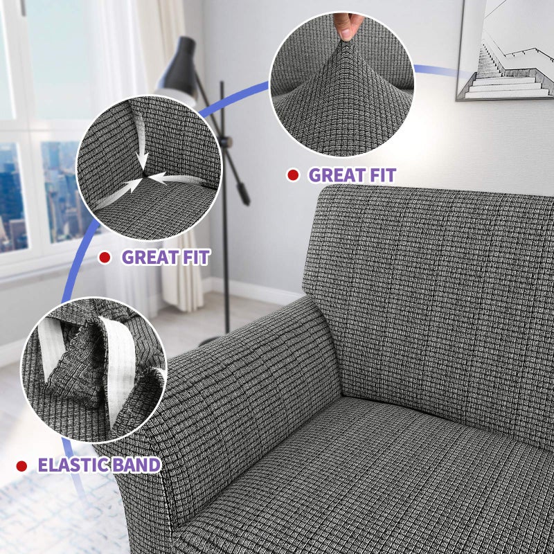 ZNSAYOTX 4 Piece Sofa Covers for Living Room Anti Slip Stretch Couch Covers for 3 Cushion Couch Pets Dogs Sofa Slipcover Machine Washable Furniture Protector (Black and White, Sofa) - Image 3